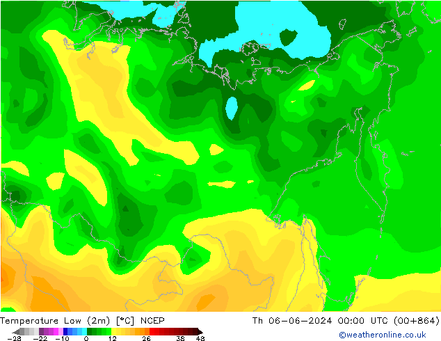 Темпер. мин. (2т) NCEP чт 06.06.2024 00 UTC