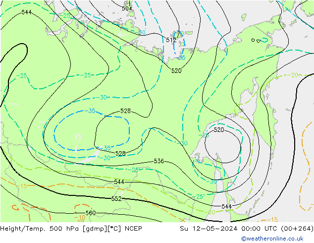 Height/Temp. 500 hPa NCEP Su 12.05.2024 00 UTC