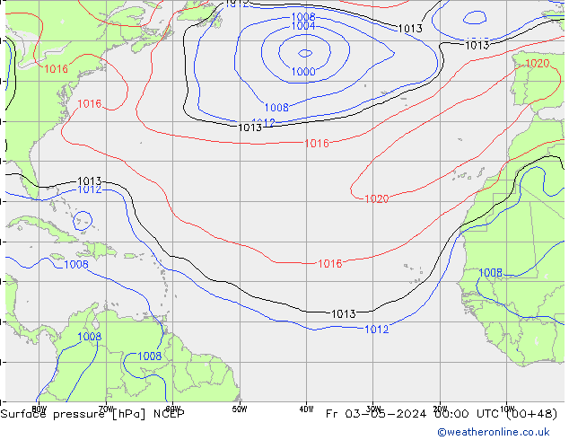Atmosférický tlak NCEP Pá 03.05.2024 00 UTC