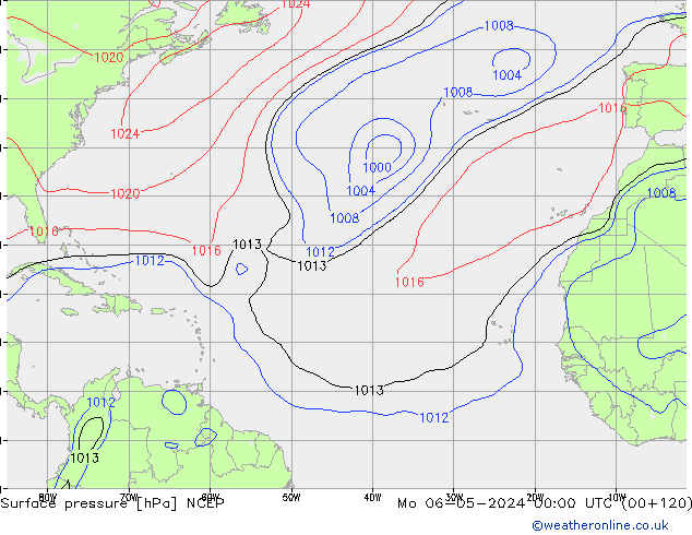 Surface pressure NCEP Mo 06.05.2024 00 UTC