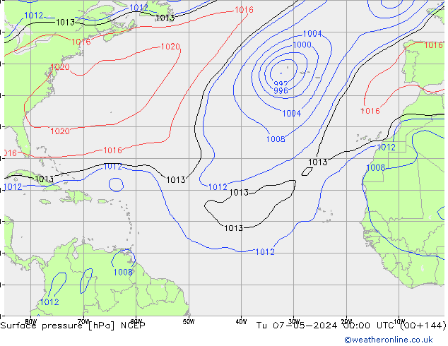 приземное давление NCEP вт 07.05.2024 00 UTC