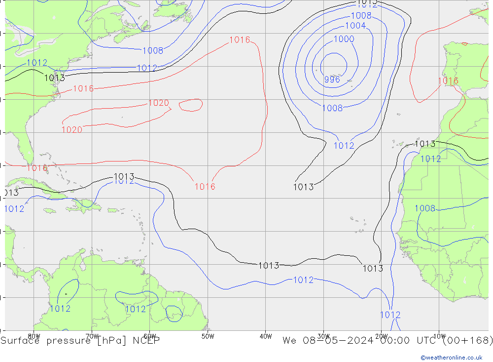 ciśnienie NCEP śro. 08.05.2024 00 UTC