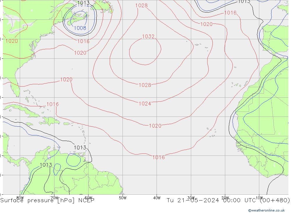 Pressione al suolo NCEP mar 21.05.2024 00 UTC