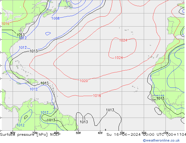 приземное давление NCEP Вс 16.06.2024 00 UTC