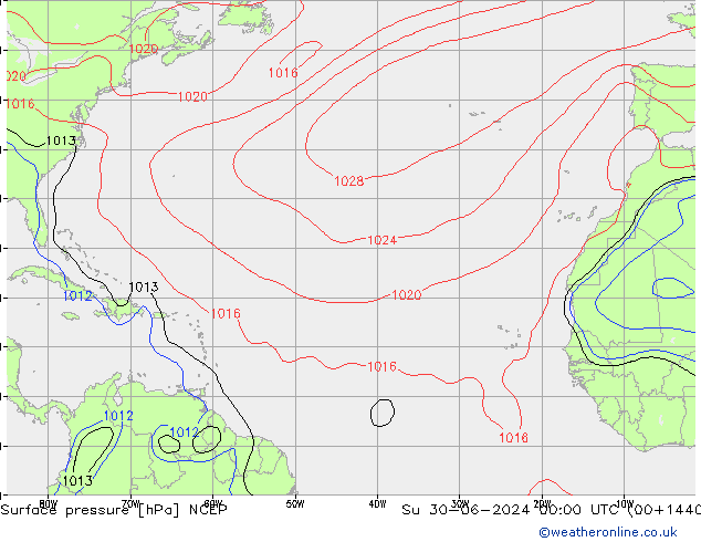 Presión superficial NCEP dom 30.06.2024 00 UTC