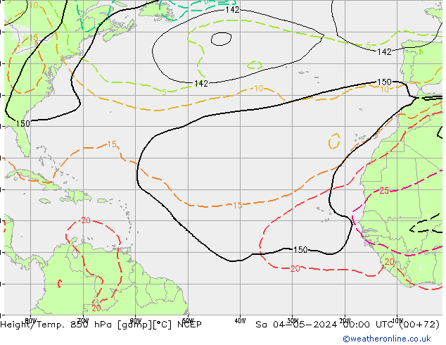 Hoogte/Temp. 850 hPa NCEP za 04.05.2024 00 UTC