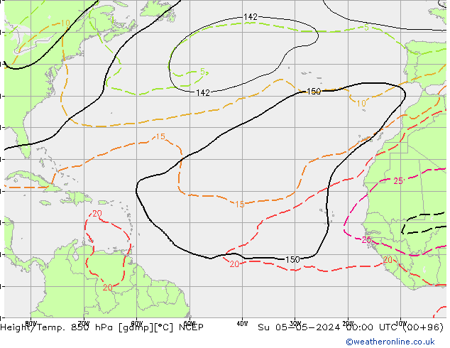 Height/Temp. 850 hPa NCEP Su 05.05.2024 00 UTC