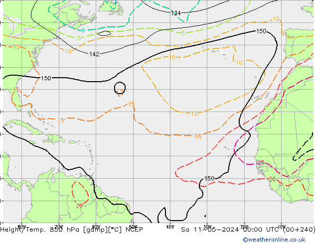 Height/Temp. 850 hPa NCEP Sa 11.05.2024 00 UTC