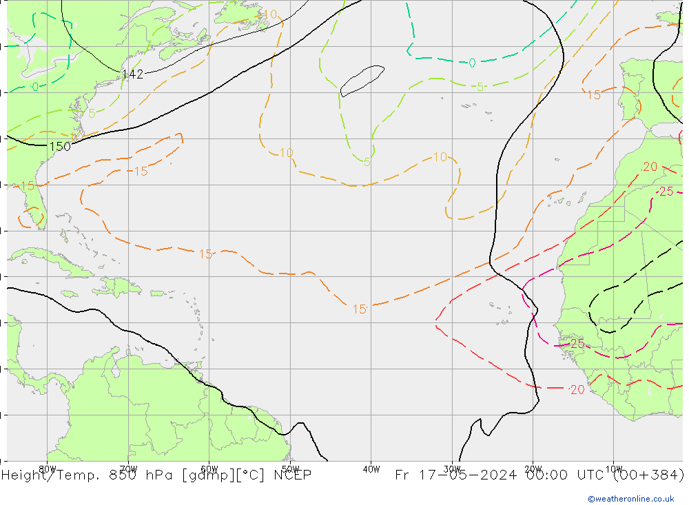 Height/Temp. 850 hPa NCEP Sex 17.05.2024 00 UTC