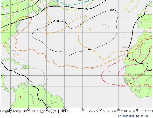 Height/Temp. 850 hPa NCEP  25.05.2024 00 UTC