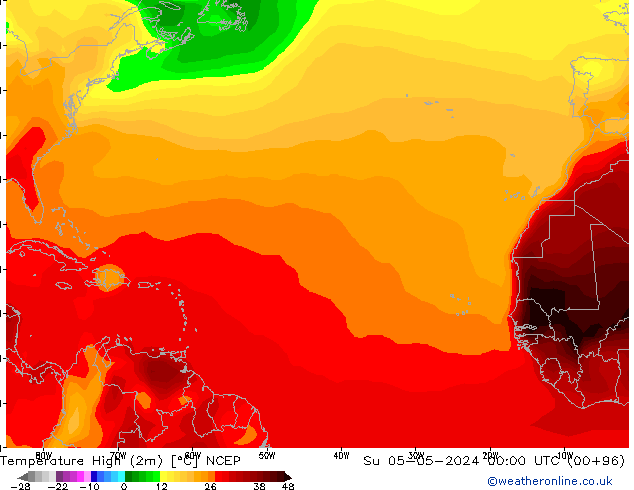 Temperature High (2m) NCEP Su 05.05.2024 00 UTC