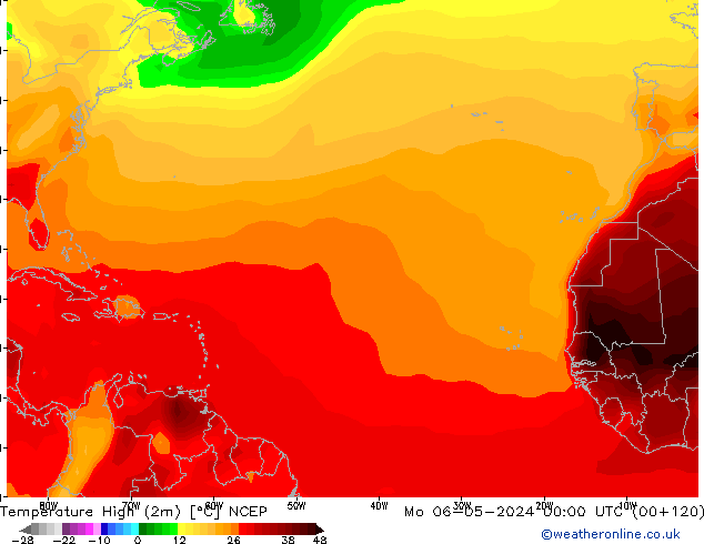 Temperature High (2m) NCEP Mo 06.05.2024 00 UTC