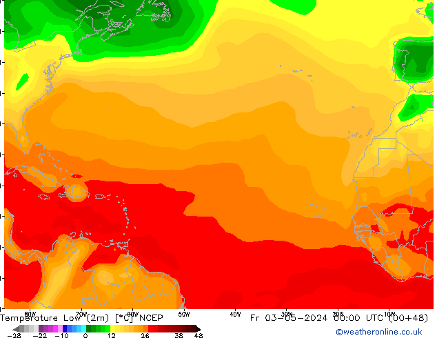 Temperature Low (2m) NCEP Fr 03.05.2024 00 UTC