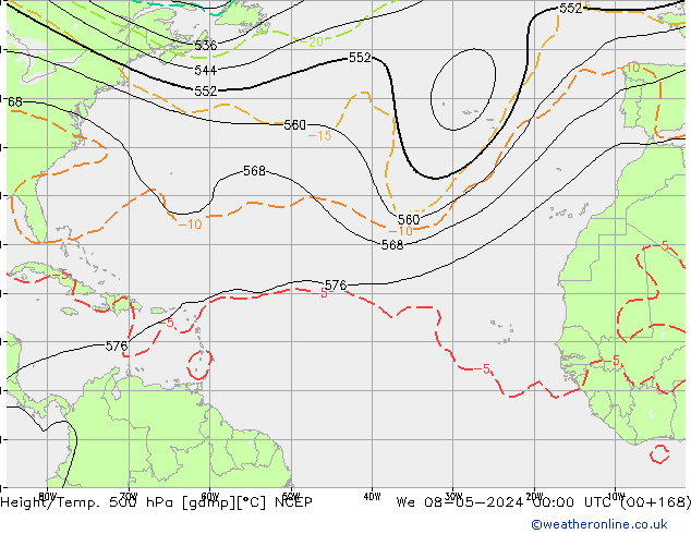 Height/Temp. 500 hPa NCEP mer 08.05.2024 00 UTC