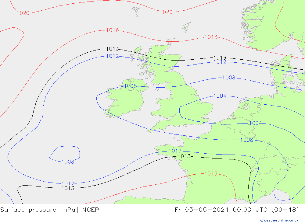 Surface pressure NCEP Fr 03.05.2024 00 UTC