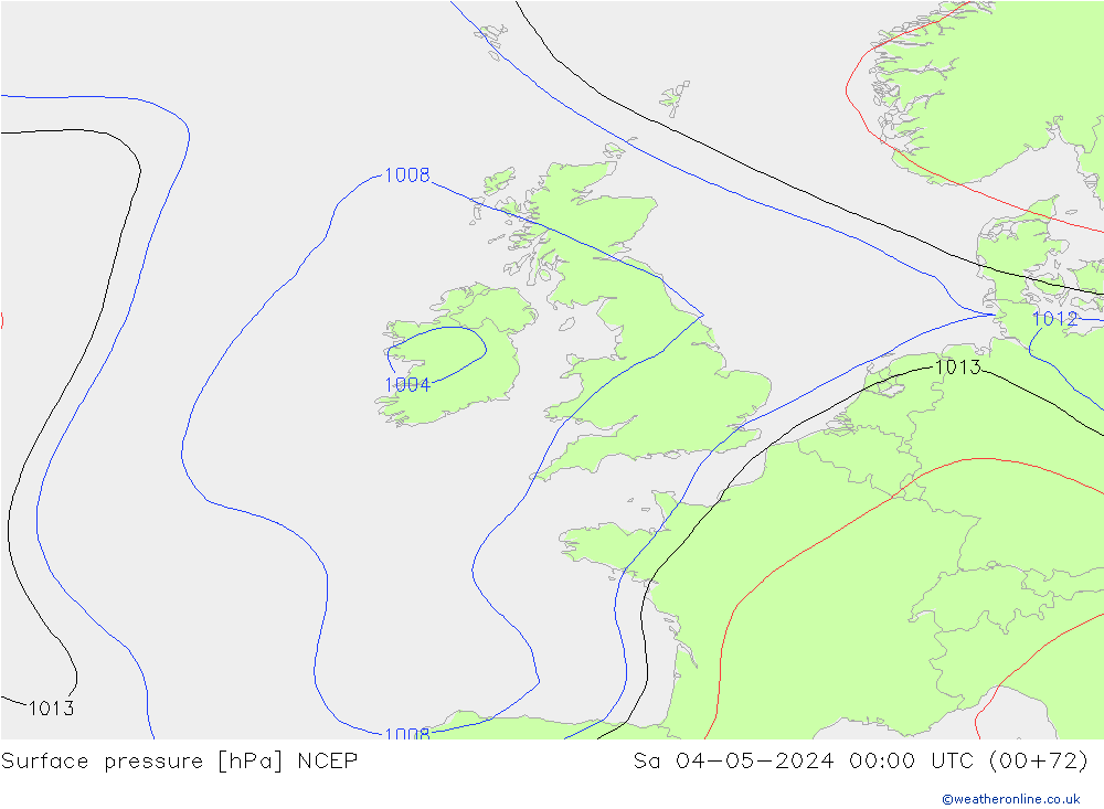 Pressione al suolo NCEP sab 04.05.2024 00 UTC