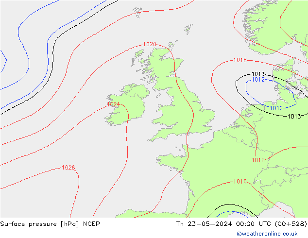 Atmosférický tlak NCEP Čt 23.05.2024 00 UTC