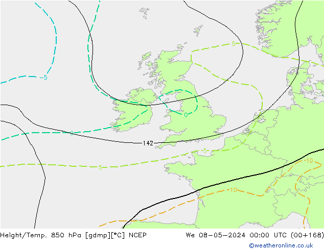 Height/Temp. 850 hPa NCEP śro. 08.05.2024 00 UTC