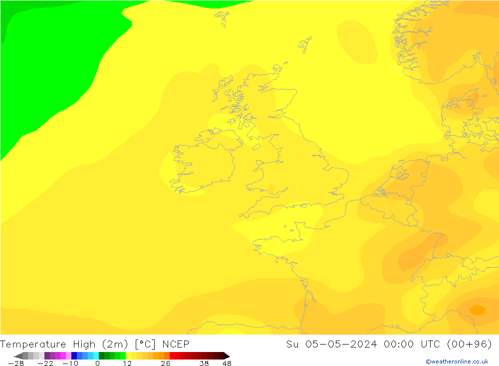 Maksimum Değer (2m) NCEP Paz 05.05.2024 00 UTC