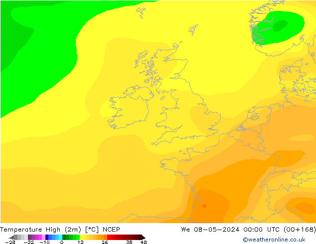 Temperature High (2m) NCEP We 08.05.2024 00 UTC