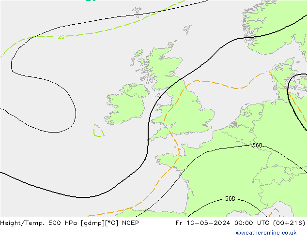 Yükseklik/Sıc. 500 hPa NCEP Cu 10.05.2024 00 UTC