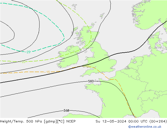 Height/Temp. 500 hPa NCEP Su 12.05.2024 00 UTC