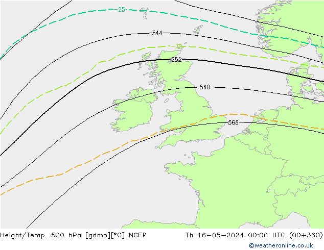 Height/Temp. 500 hPa NCEP Th 16.05.2024 00 UTC