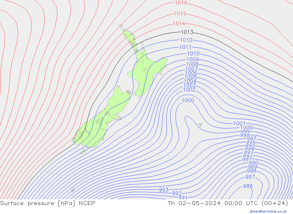 Atmosférický tlak NCEP Čt 02.05.2024 00 UTC