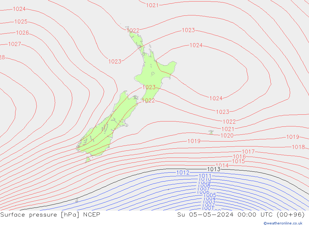 pression de l'air NCEP dim 05.05.2024 00 UTC