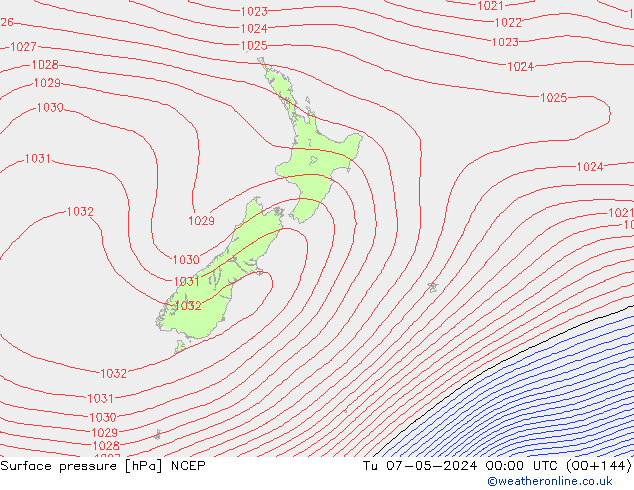 Surface pressure NCEP Tu 07.05.2024 00 UTC