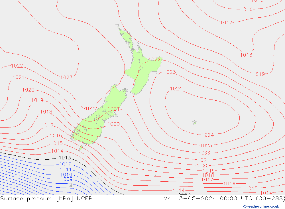 Luchtdruk (Grond) NCEP ma 13.05.2024 00 UTC