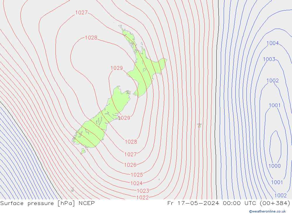 Surface pressure NCEP Fr 17.05.2024 00 UTC