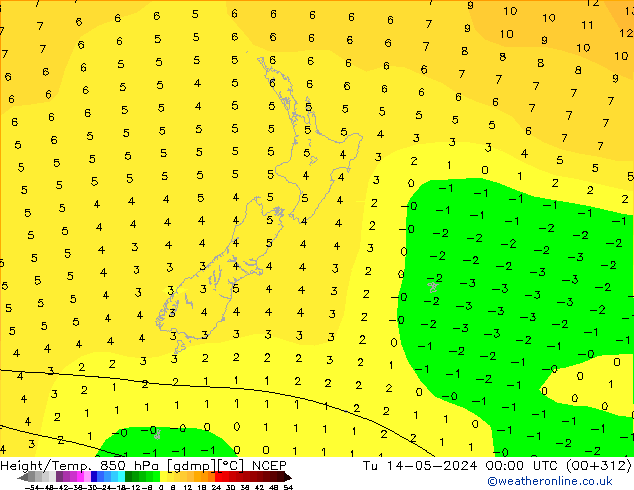 Height/Temp. 850 hPa NCEP Ter 14.05.2024 00 UTC