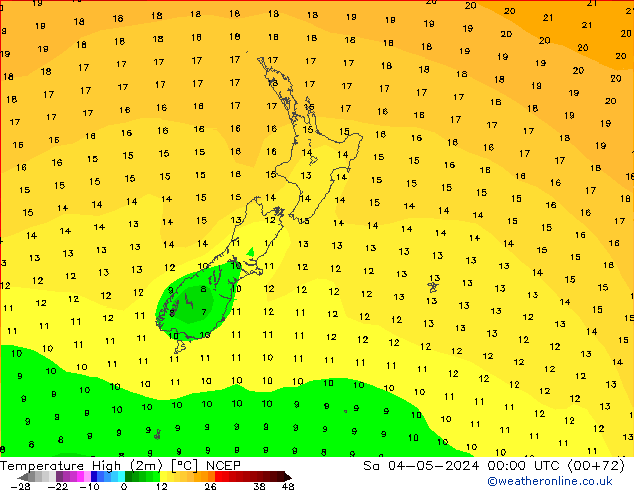 temperatura máx. (2m) NCEP Sáb 04.05.2024 00 UTC