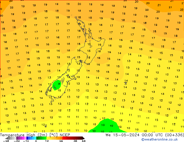 Temperature High (2m) NCEP We 15.05.2024 00 UTC