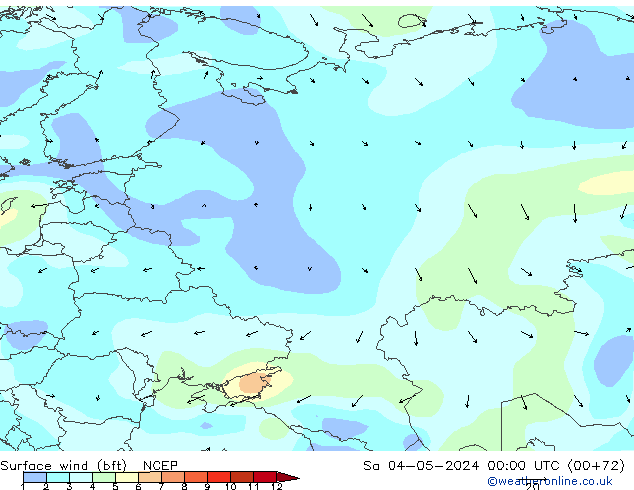 Surface wind (bft) NCEP So 04.05.2024 00 UTC