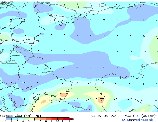 Bodenwind (bft) NCEP So 05.05.2024 00 UTC