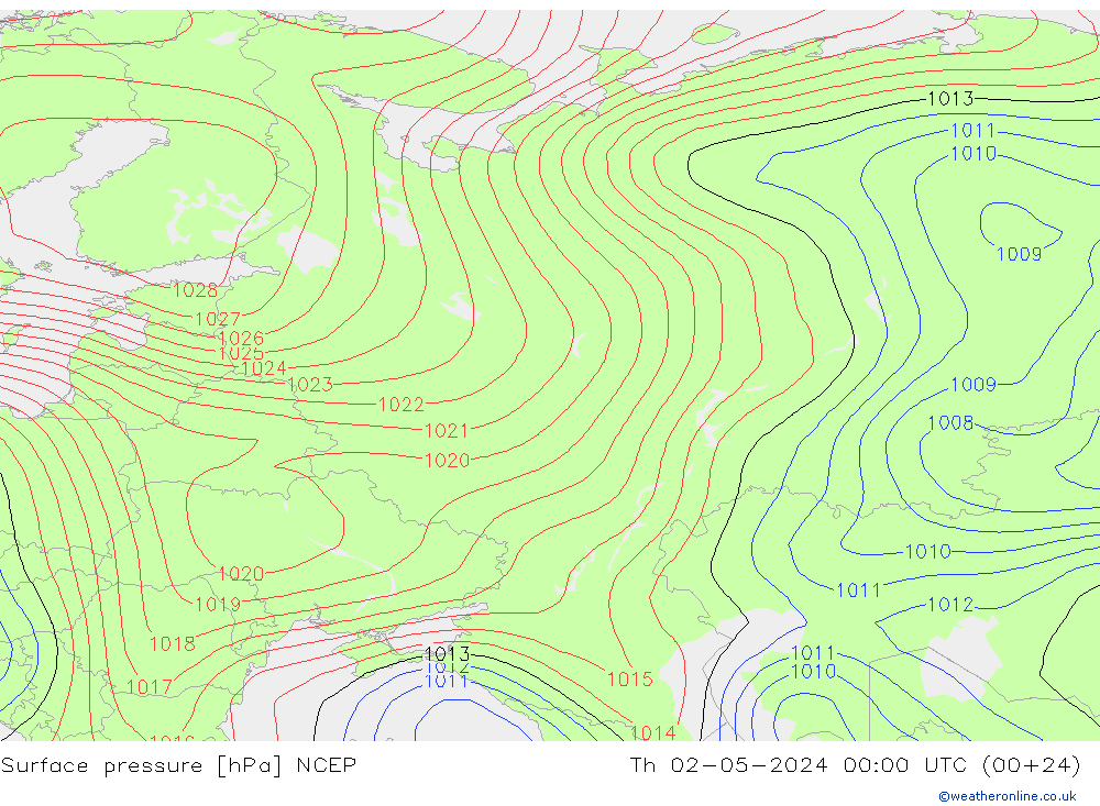 ciśnienie NCEP czw. 02.05.2024 00 UTC