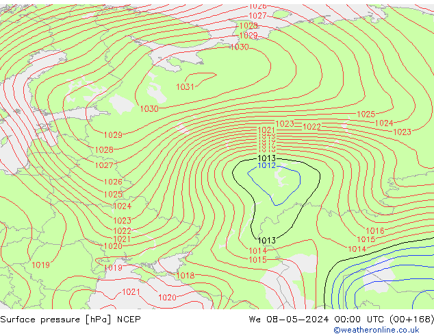 Luchtdruk (Grond) NCEP wo 08.05.2024 00 UTC