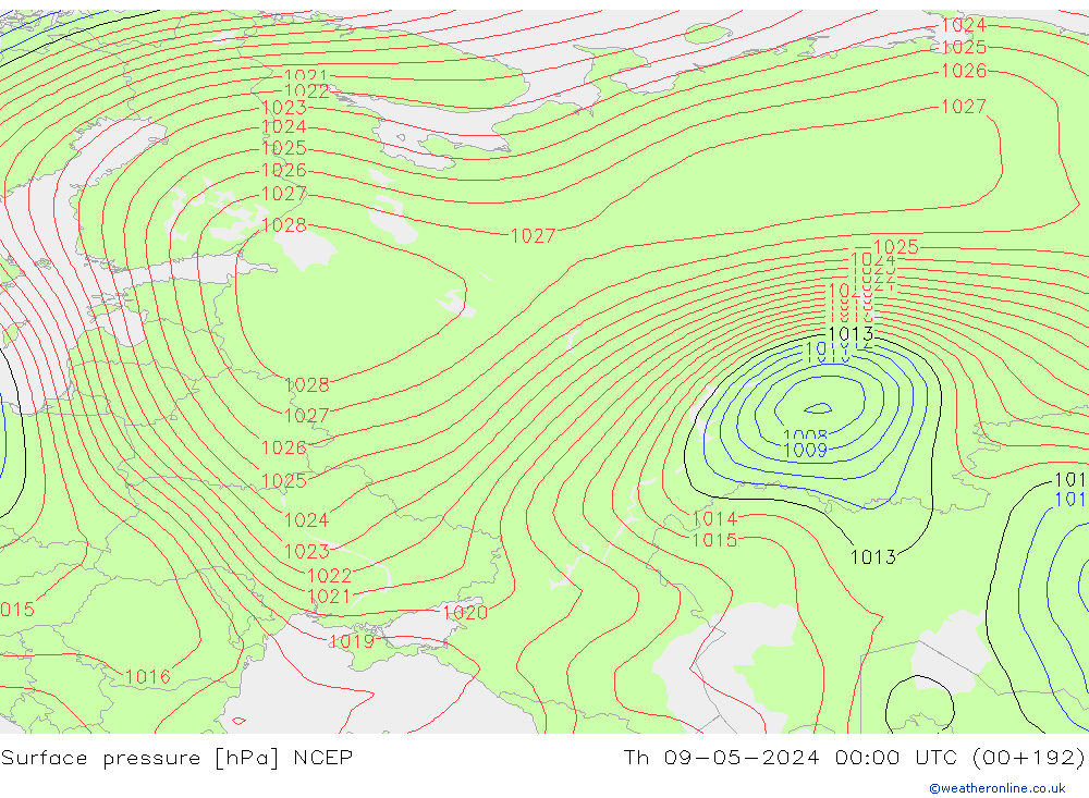 pressão do solo NCEP Qui 09.05.2024 00 UTC