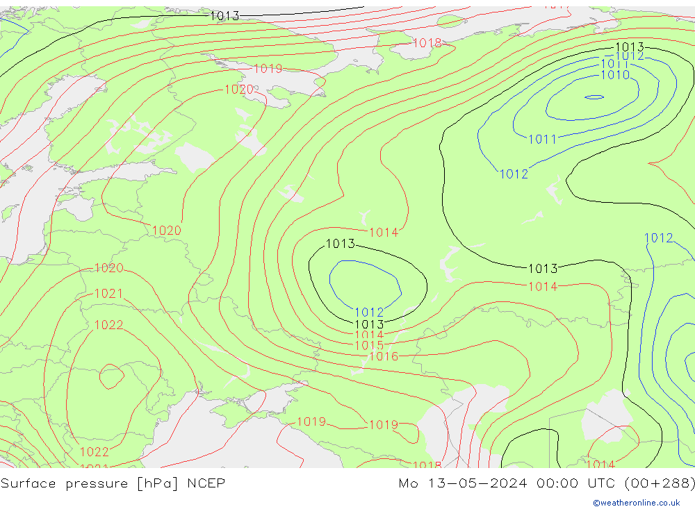 Surface pressure NCEP Mo 13.05.2024 00 UTC