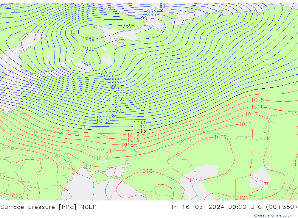 ciśnienie NCEP czw. 16.05.2024 00 UTC