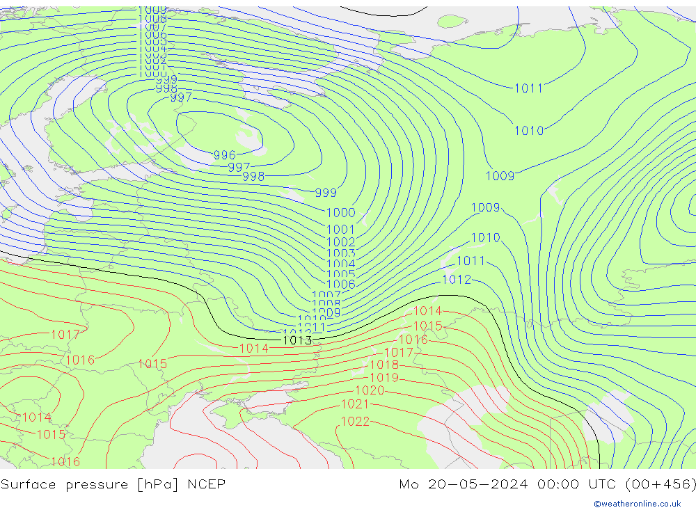 Atmosférický tlak NCEP Po 20.05.2024 00 UTC