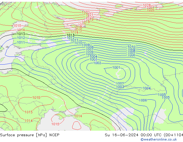 Surface pressure NCEP Su 16.06.2024 00 UTC