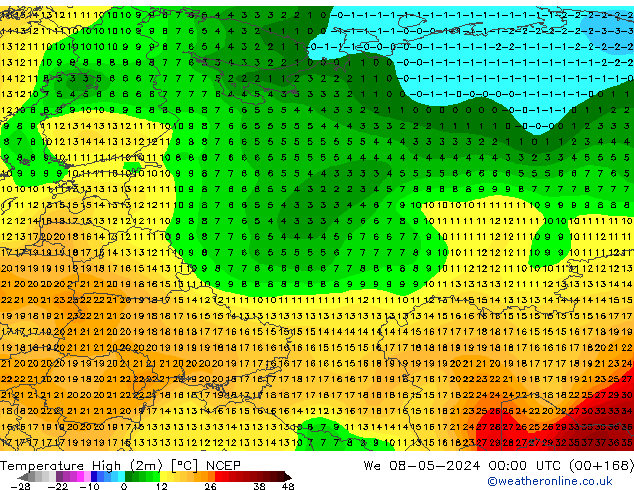 Temperature High (2m) NCEP We 08.05.2024 00 UTC