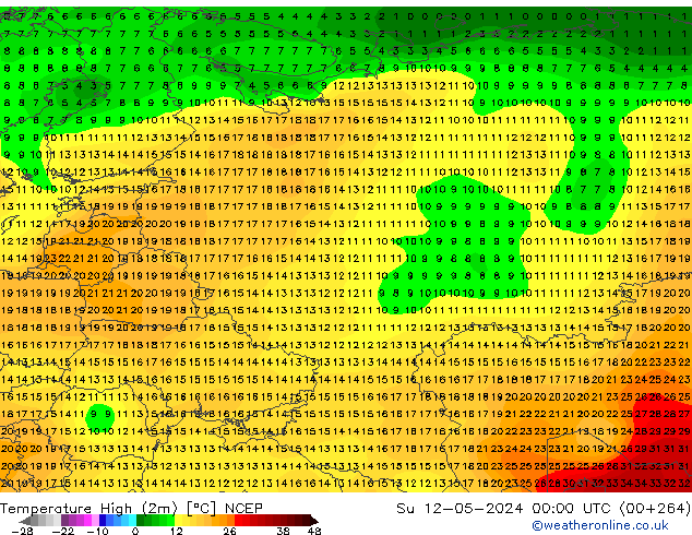 Temperature High (2m) NCEP Su 12.05.2024 00 UTC