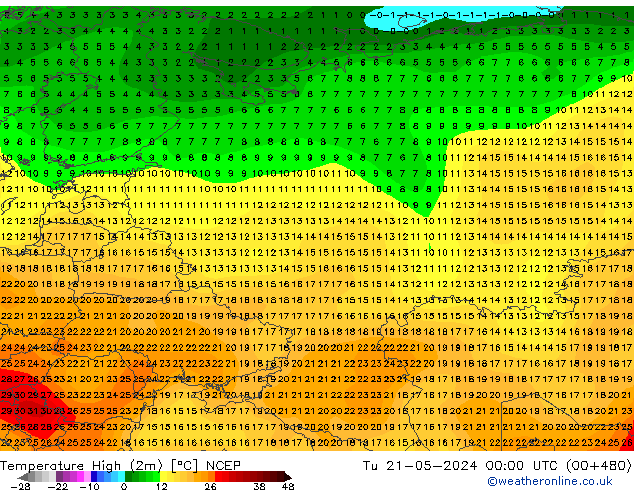 Max.  (2m) NCEP  21.05.2024 00 UTC