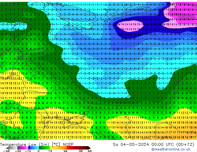 temperatura mín. (2m) NCEP Sáb 04.05.2024 00 UTC