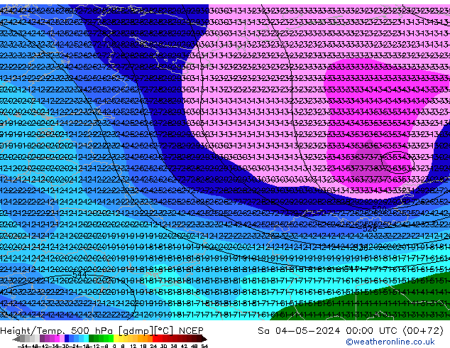Yükseklik/Sıc. 500 hPa NCEP Cts 04.05.2024 00 UTC
