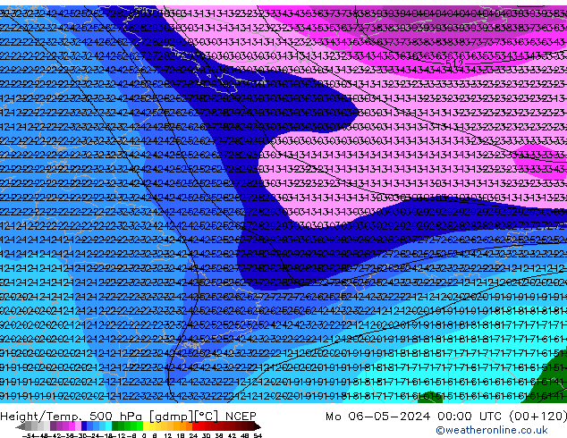 Height/Temp. 500 гПа NCEP пн 06.05.2024 00 UTC